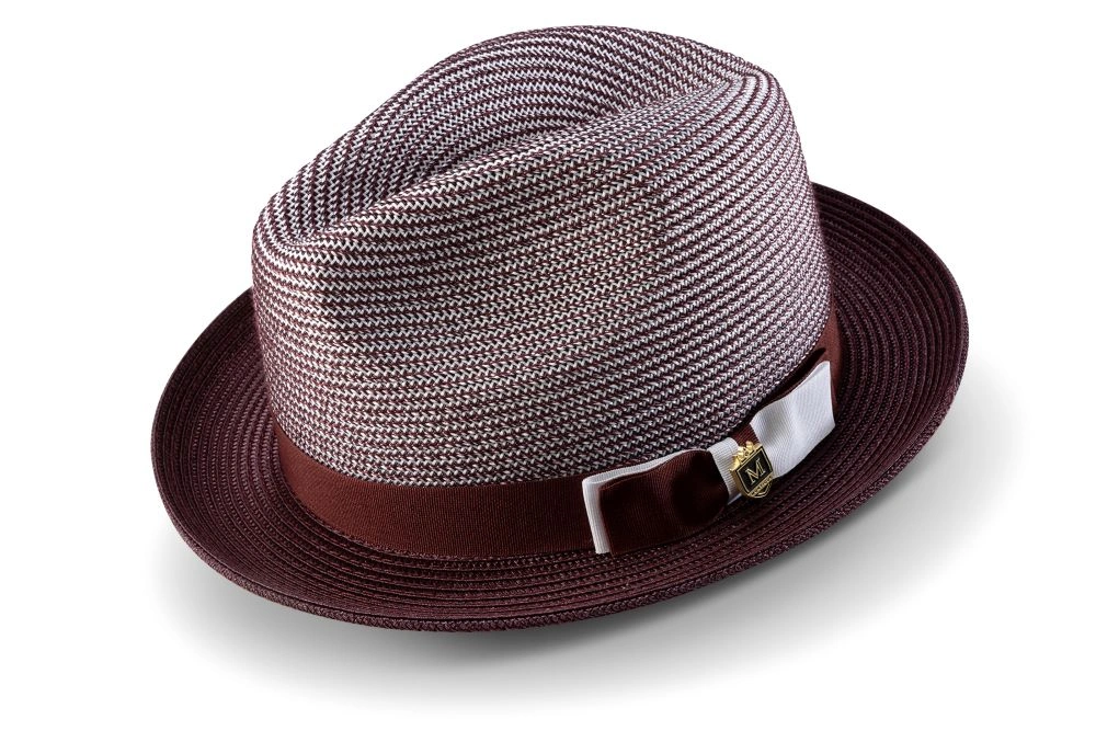 Herren-Fedora: Zweifarbiger Flecht-Hut mit Grosgrain-Band – Stilvoll & Zeitlos!